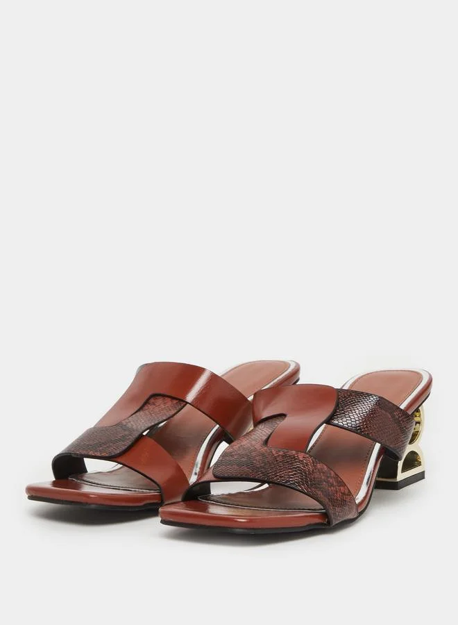 Take Two Women Snake Skin Print Mid-Heel Sandals